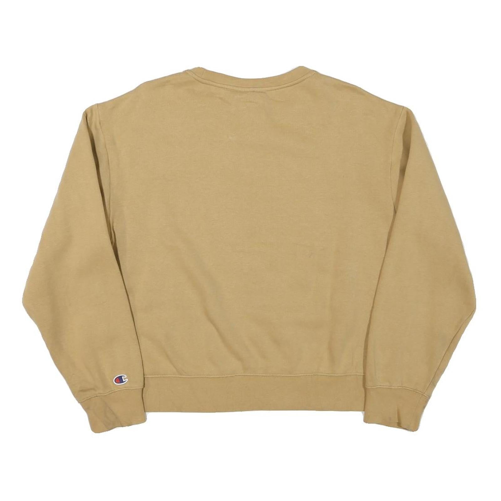 CHAMPION Womens Beige Crew Neck M Classic Logo Cotton Blend Pullover Sweatshirt