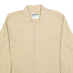 RENOIR Mens Beige Shirt L Long Sleeve Button Polyester Blend Casual Smart