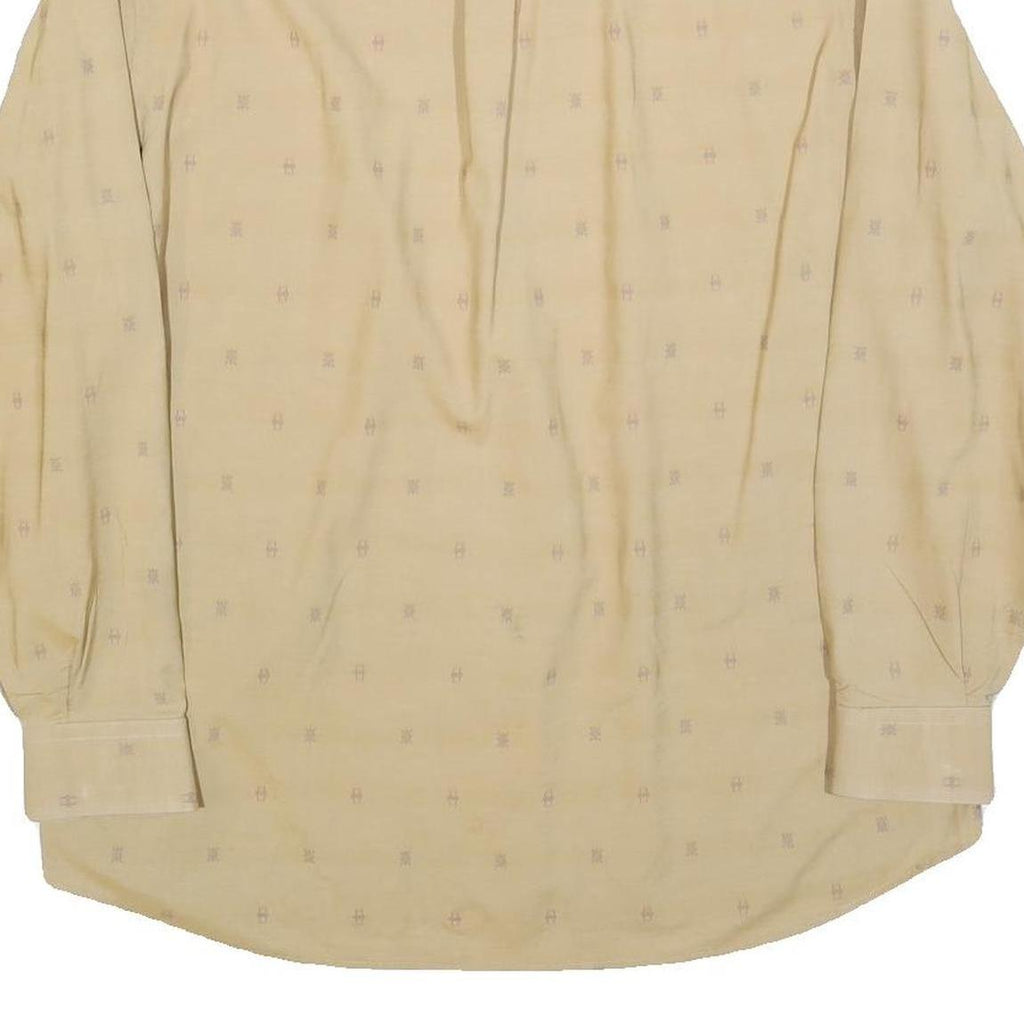 RENOIR Mens Beige Shirt L Long Sleeve Button Polyester Blend Casual Smart