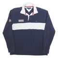TOMMY HILFIGER Mens Navy & White TH85 Long Sleeve Quilted Polo Shirt M Classic