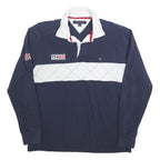 TOMMY HILFIGER Mens Navy & White TH85 Long Sleeve Quilted Polo Shirt M Classic