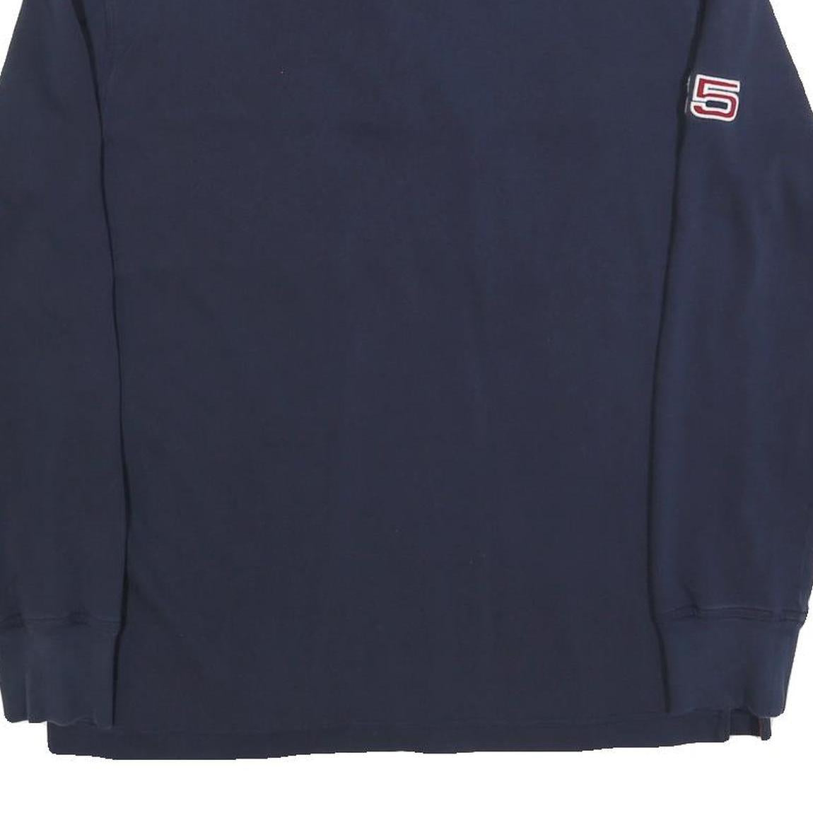 TOMMY HILFIGER Mens Navy & White TH85 Long Sleeve Quilted Polo Shirt M Classic