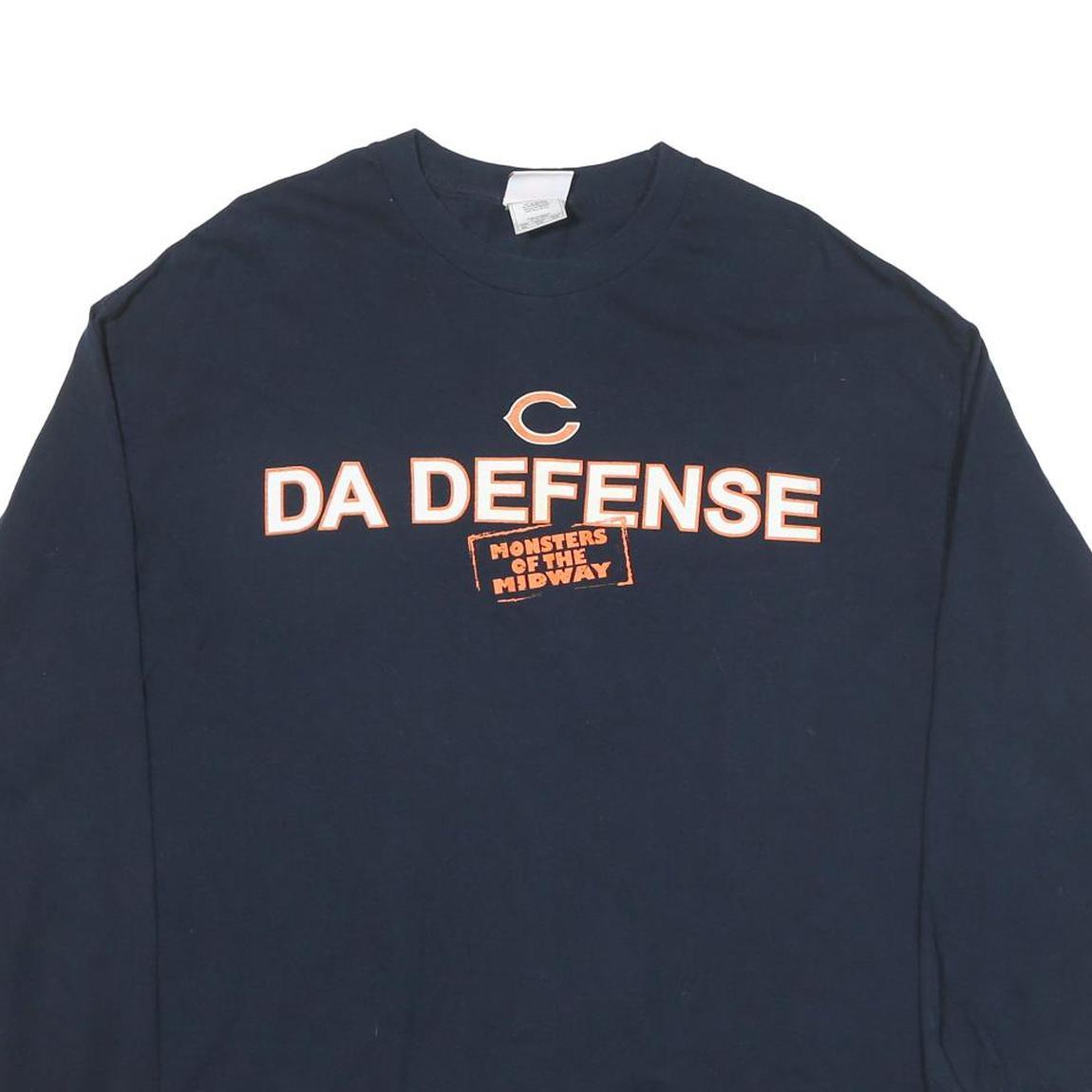 NFL Mens Blue Chicago Bears Da Defense Graphic T-Shirt XL Long Sleeve Crew Neck
