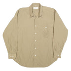 CITY SHIRT Mens Beige Shirt M Embroidered Pocket Floral Design Long Sleeve