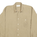 CITY SHIRT Mens Beige Shirt M Embroidered Pocket Floral Design Long Sleeve