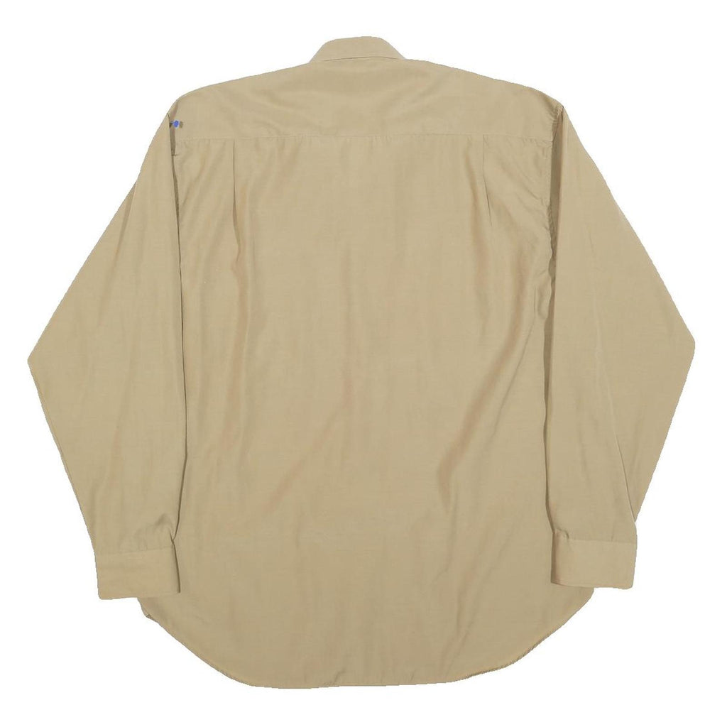 CITY SHIRT Mens Beige Shirt M Embroidered Pocket Floral Design Long Sleeve