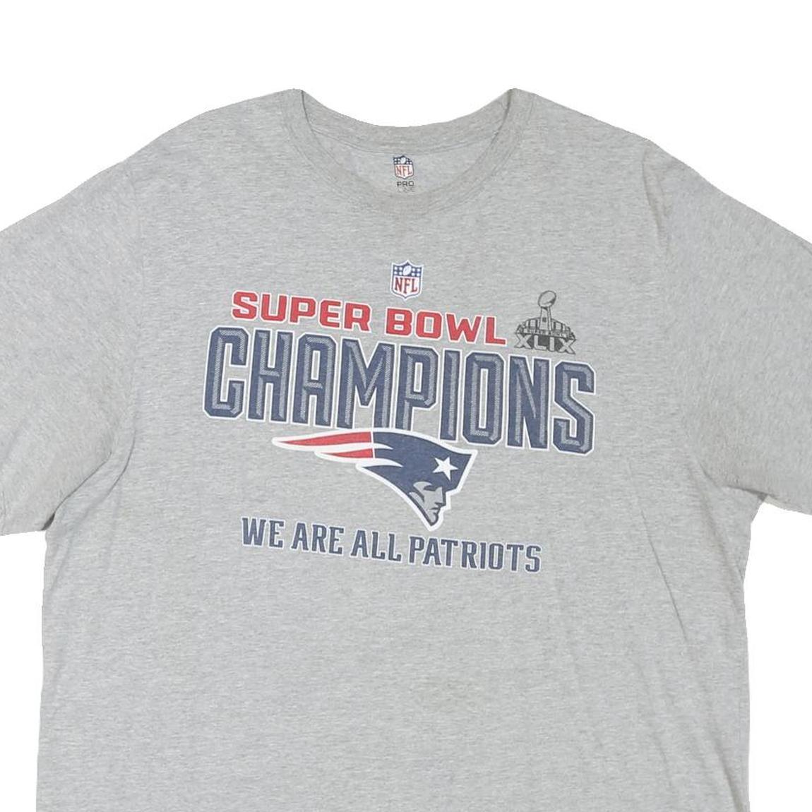 NFL Mens Grey Super Bowl Champions T-Shirt XL Short Sleeve Crew Neck Cotton
