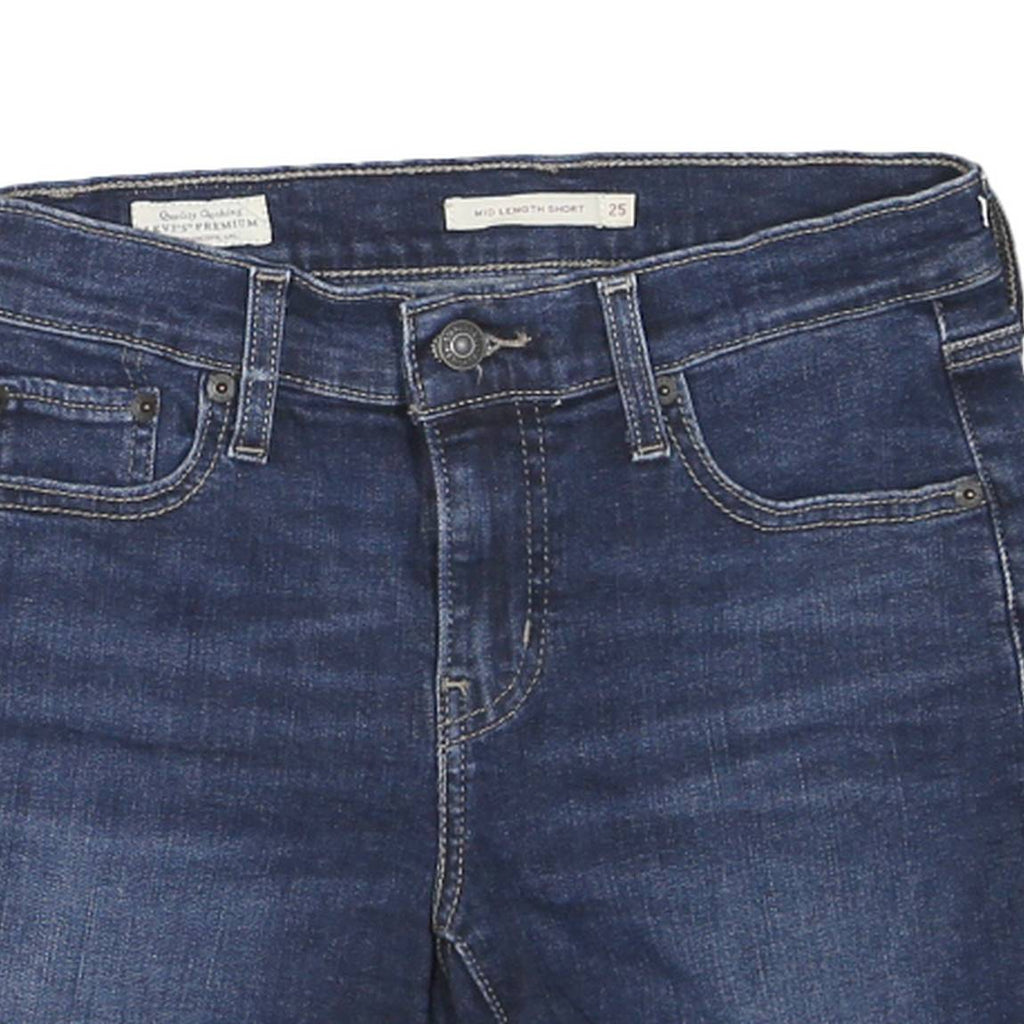 LEVI'S Womens Denim Blue Casual Shorts XS W25 Mid Length Cuffed Hem