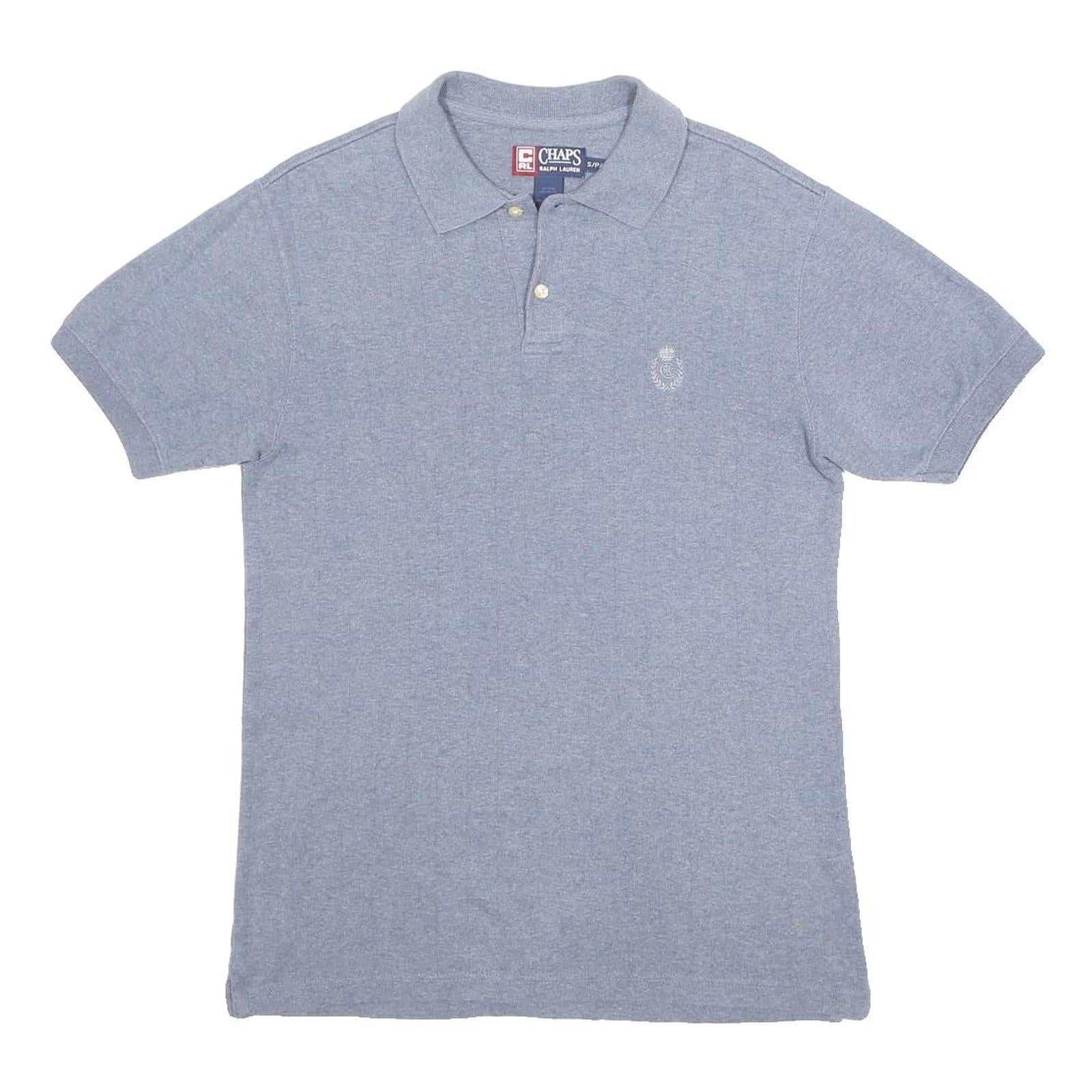 CHAPS RALPH LAUREN Mens Blue Short Sleeve Plain S Cotton Polo Shirt