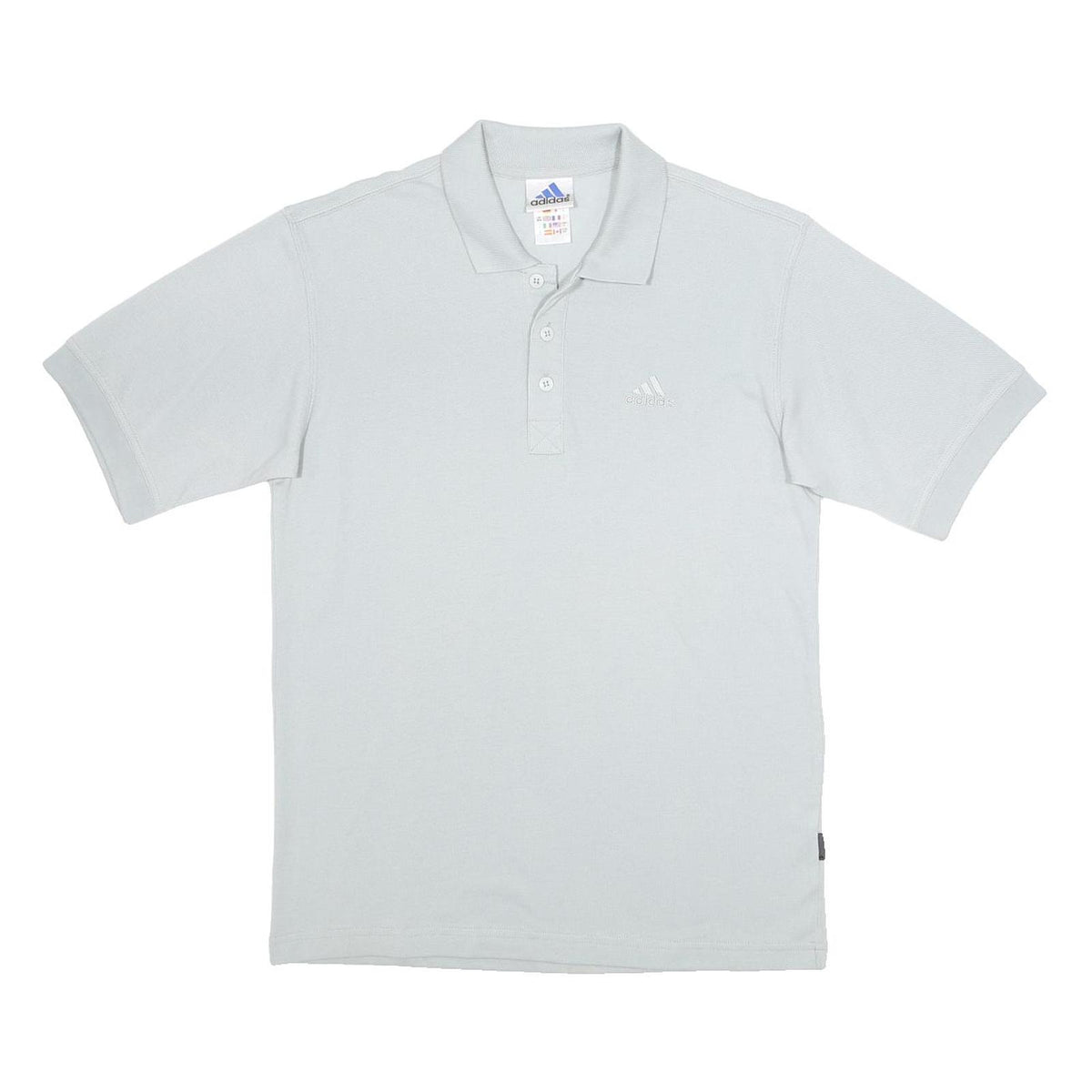 ADIDAS Mens Light Grey Short Sleeve Plain S Cotton Blend Polo Shirt Casual