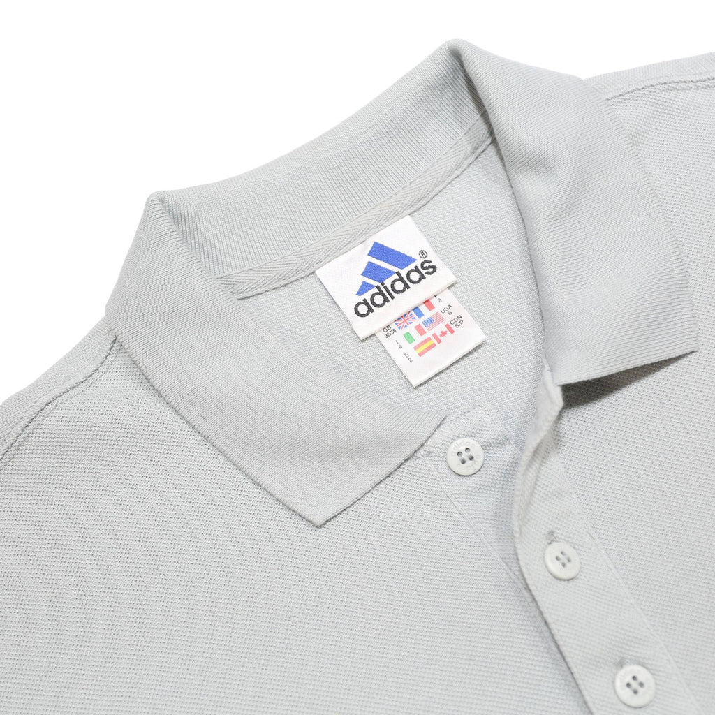 ADIDAS Mens Light Grey Short Sleeve Plain S Cotton Blend Polo Shirt Casual
