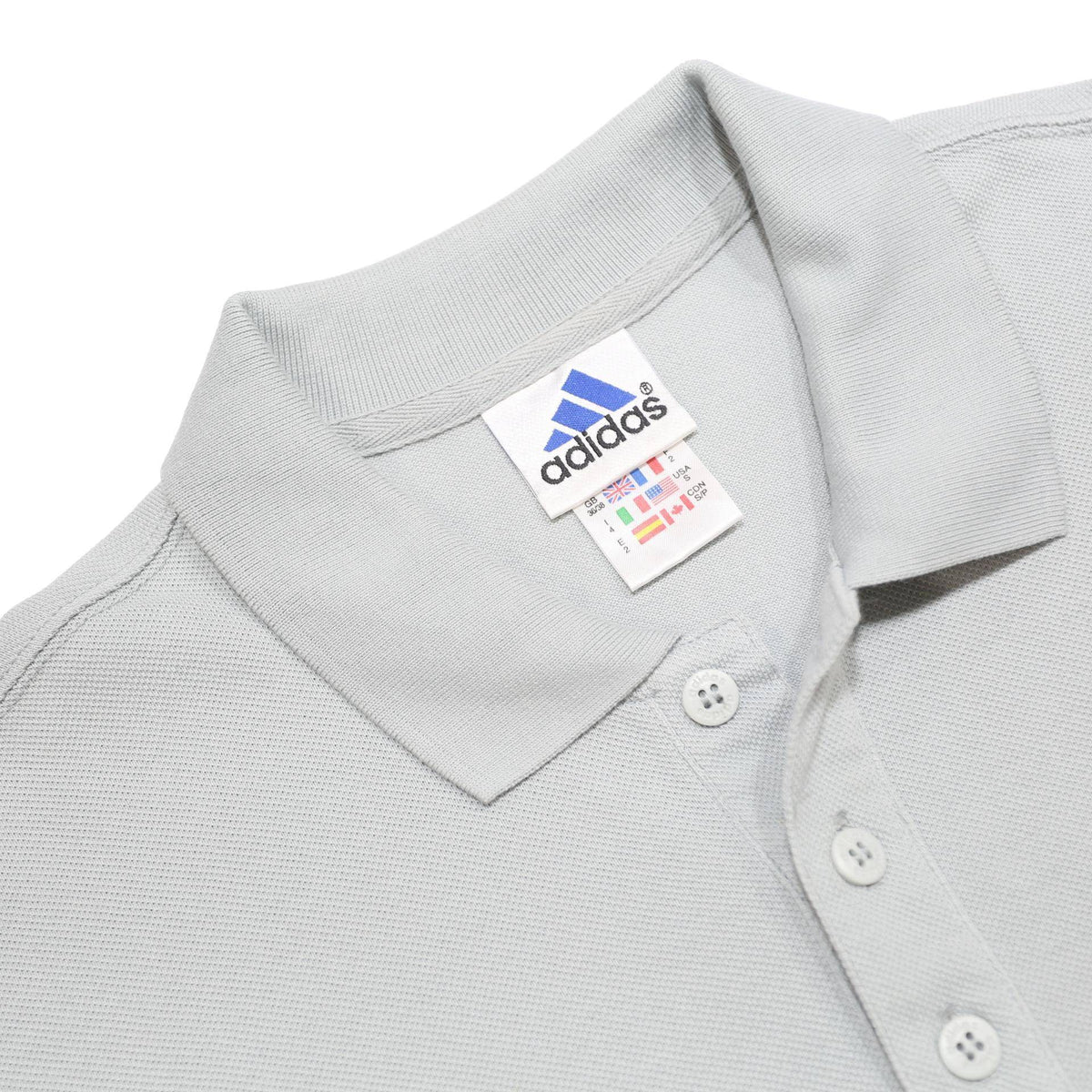 ADIDAS Mens Light Grey Short Sleeve Plain S Cotton Blend Polo Shirt Casual