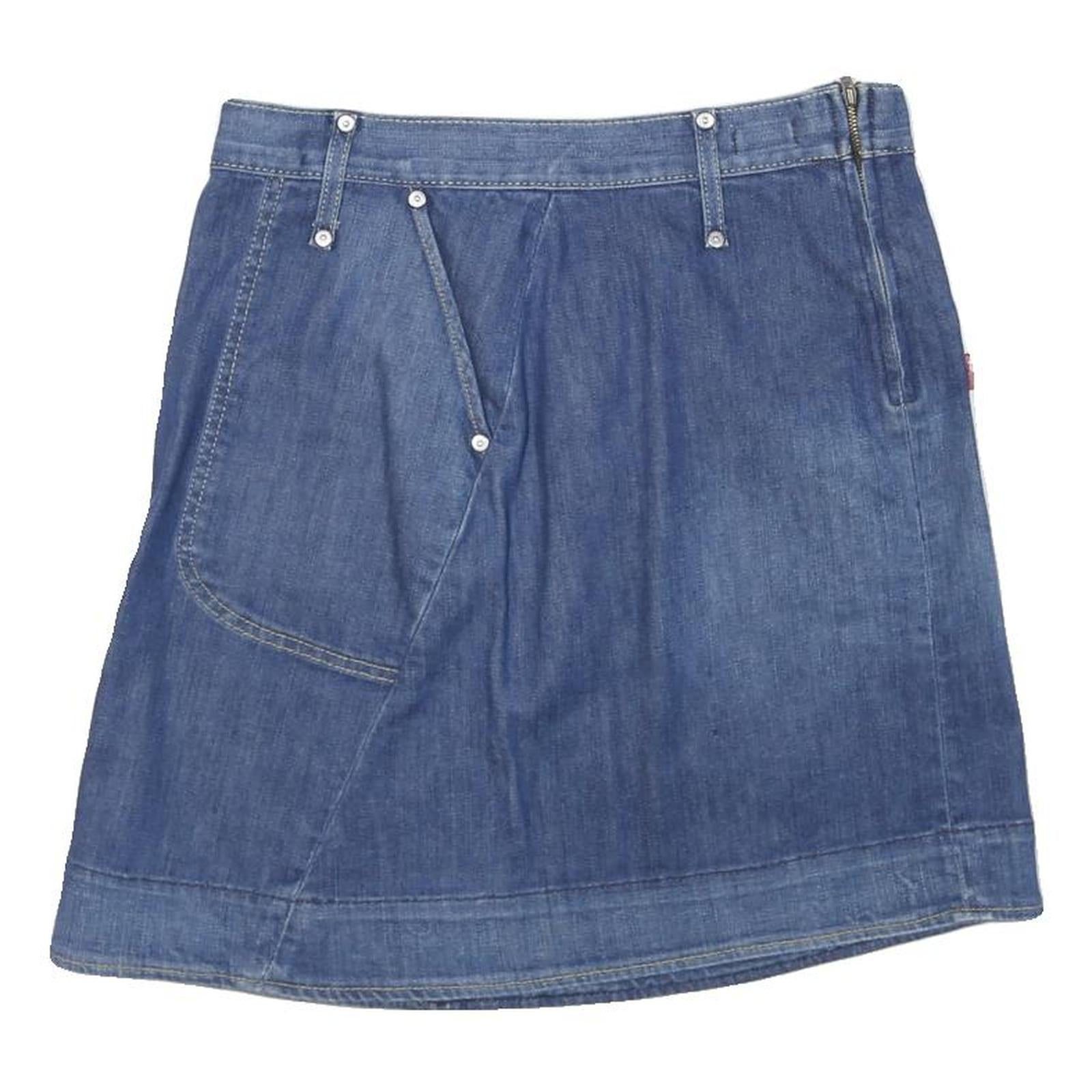 LEVI'S Womens Blue Denim Mini Cotton Blend Skirt L Functional Pockets