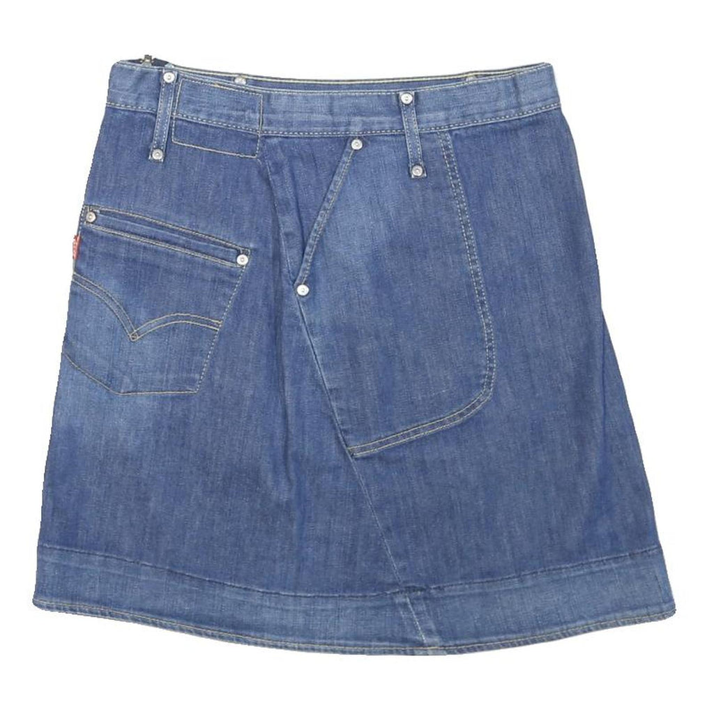 LEVI'S Womens Blue Denim Mini Cotton Blend Skirt L Functional Pockets