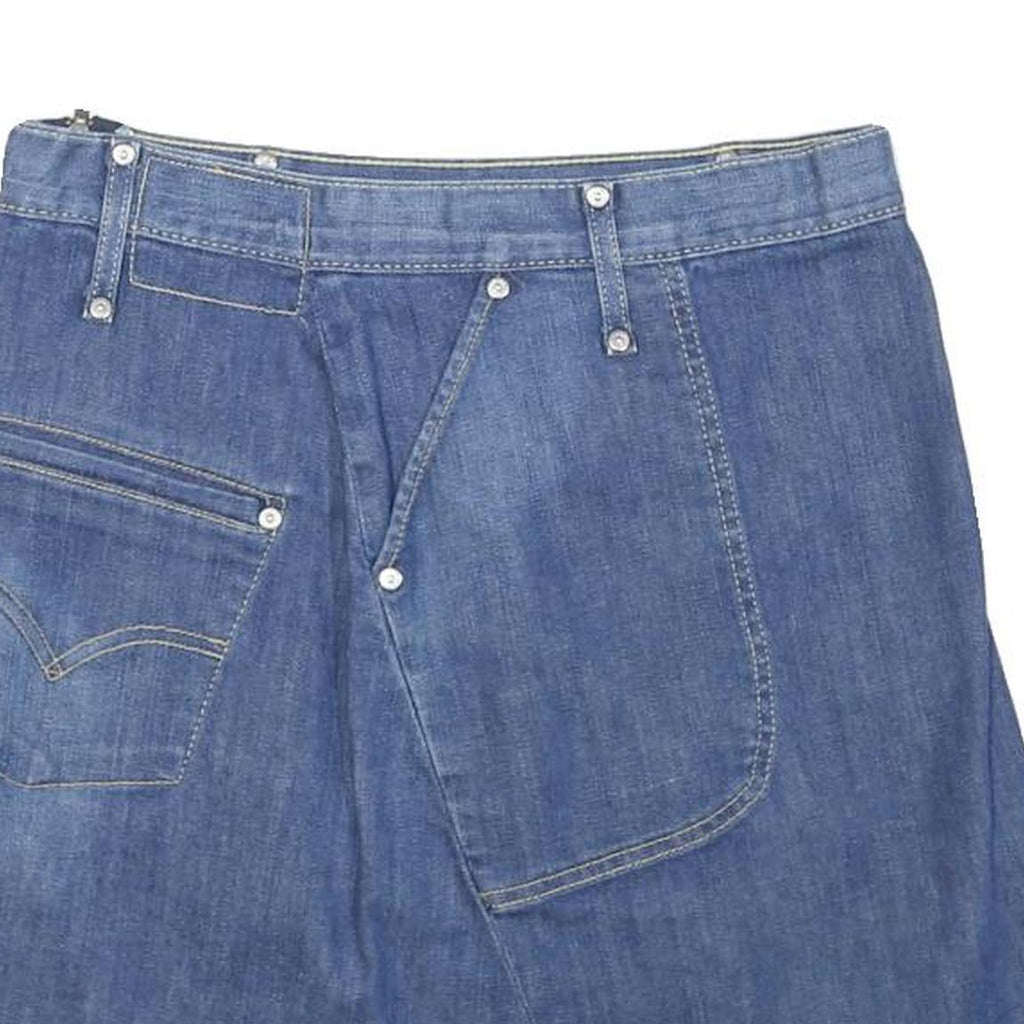 LEVI'S Womens Blue Denim Mini Cotton Blend Skirt L Functional Pockets