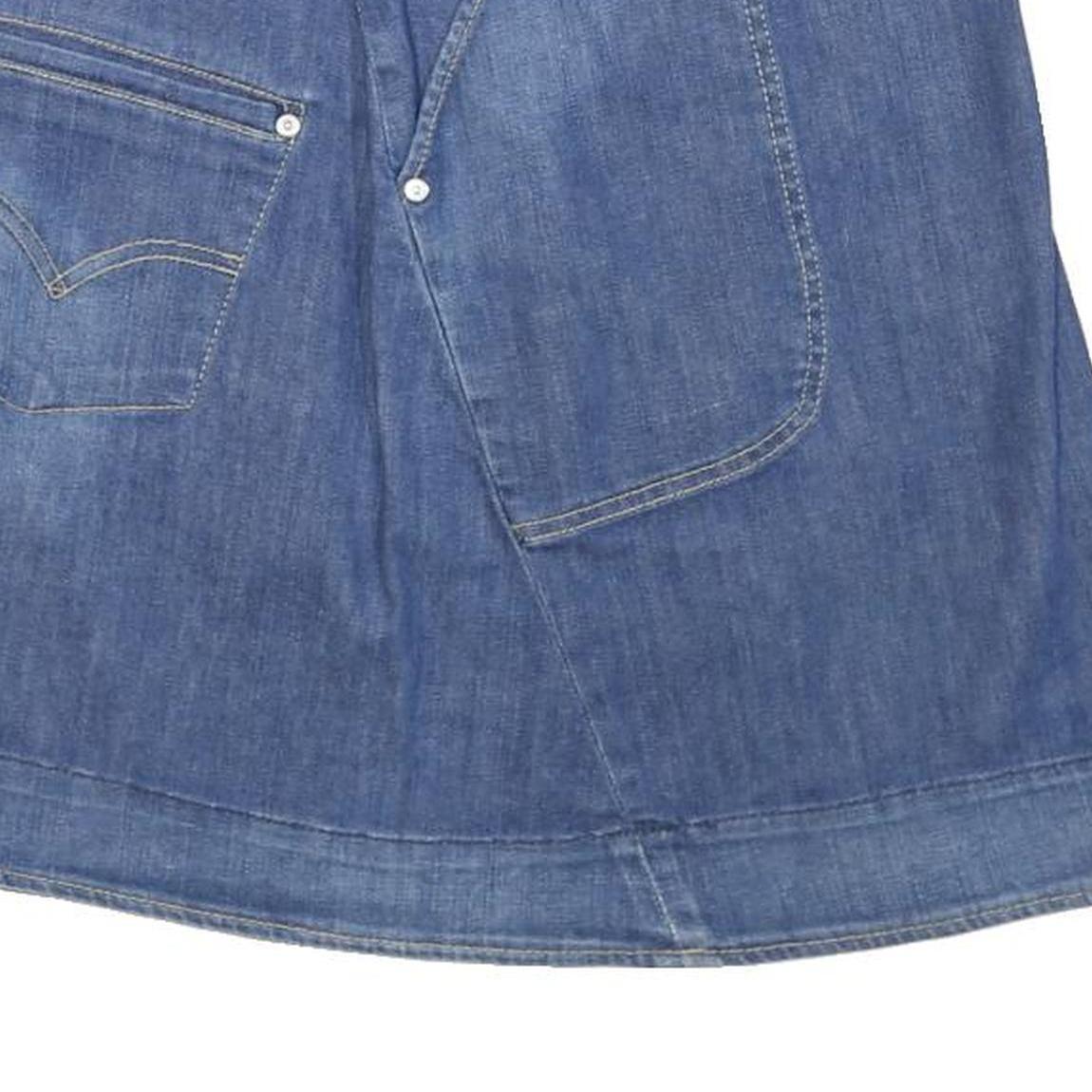 LEVI'S Womens Blue Denim Mini Cotton Blend Skirt L Functional Pockets