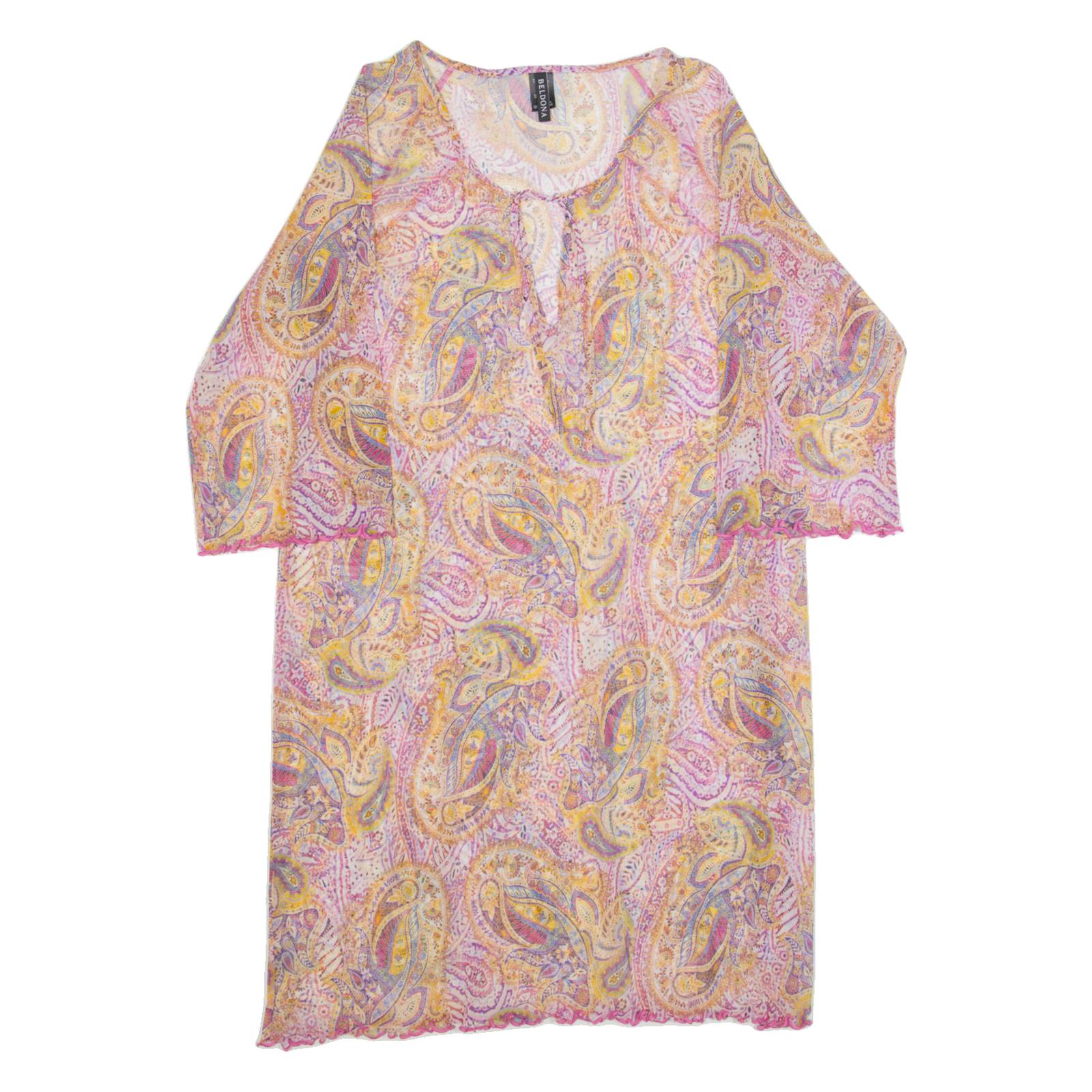 BELLADONNA Womens Day Dress Pink Paisley Knee Length S