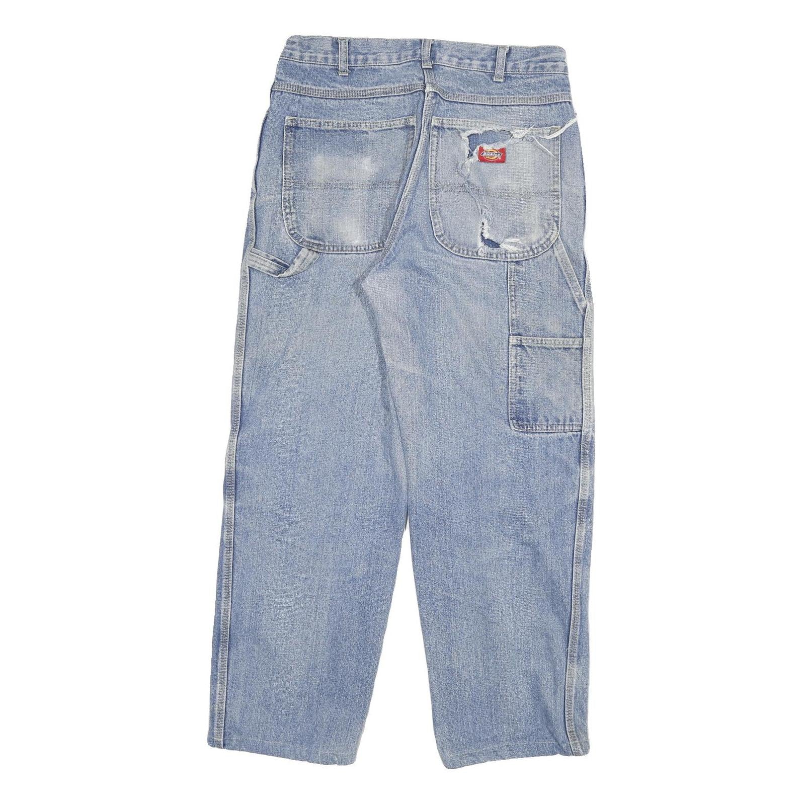 DICKIES Mens Jeans Blue Relaxed Straight Denim Light W29 L27 Workwear Casual