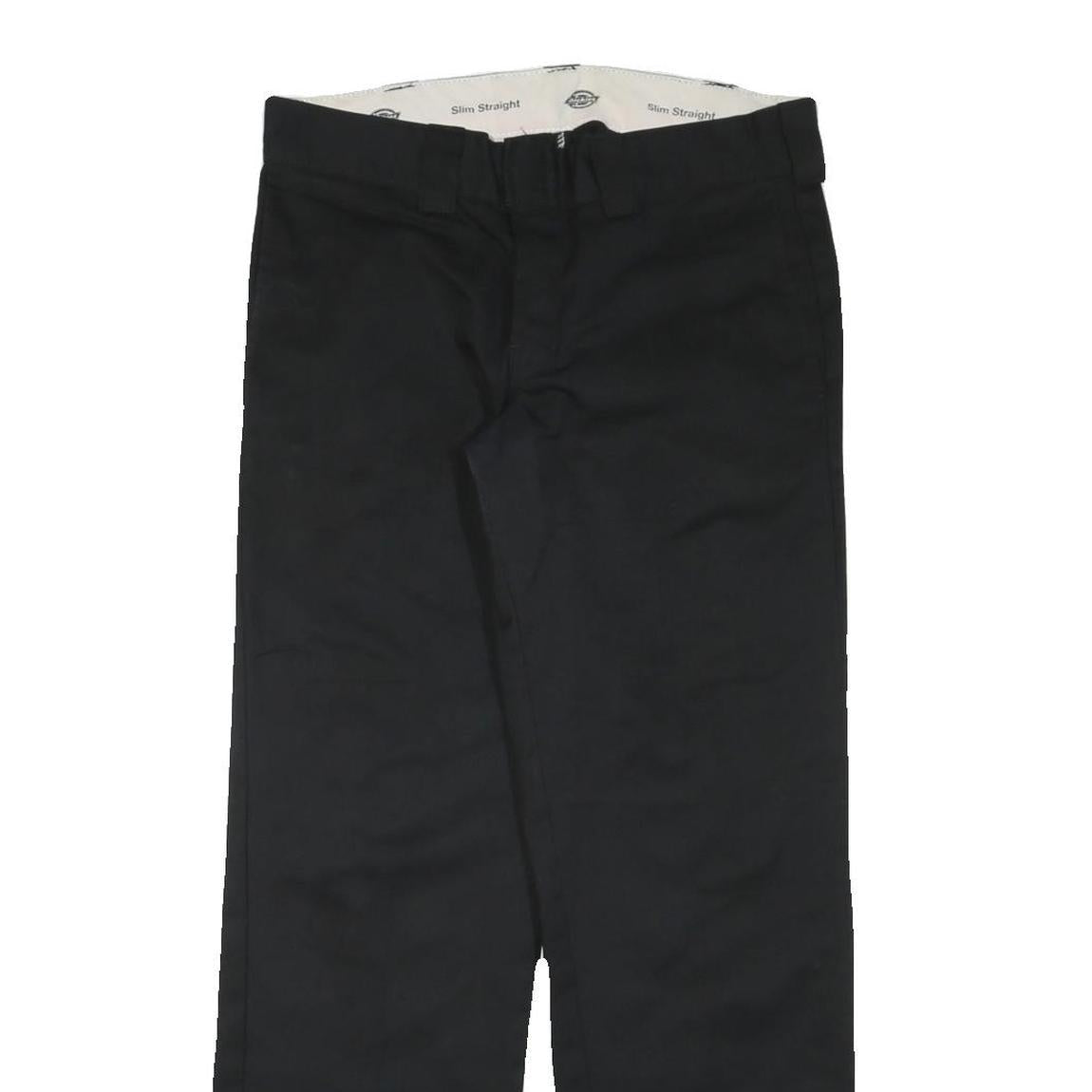 DICKIES Mens Black Cotton Blend Slim Straight Trousers W32 L30 Classic Zip