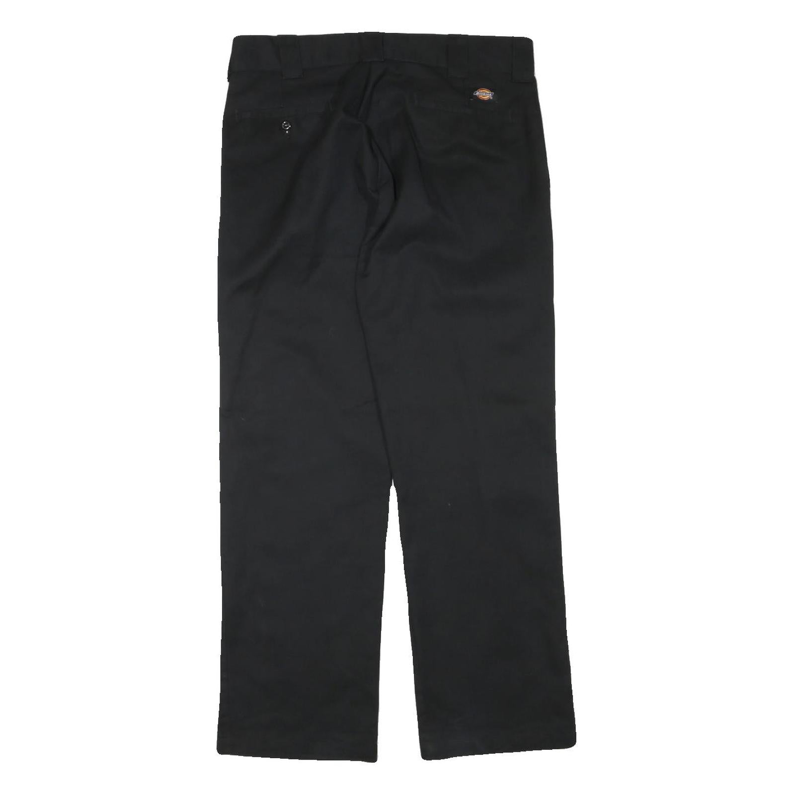 DICKIES Mens Black Cotton Blend Slim Straight Trousers W32 L30 Classic Zip