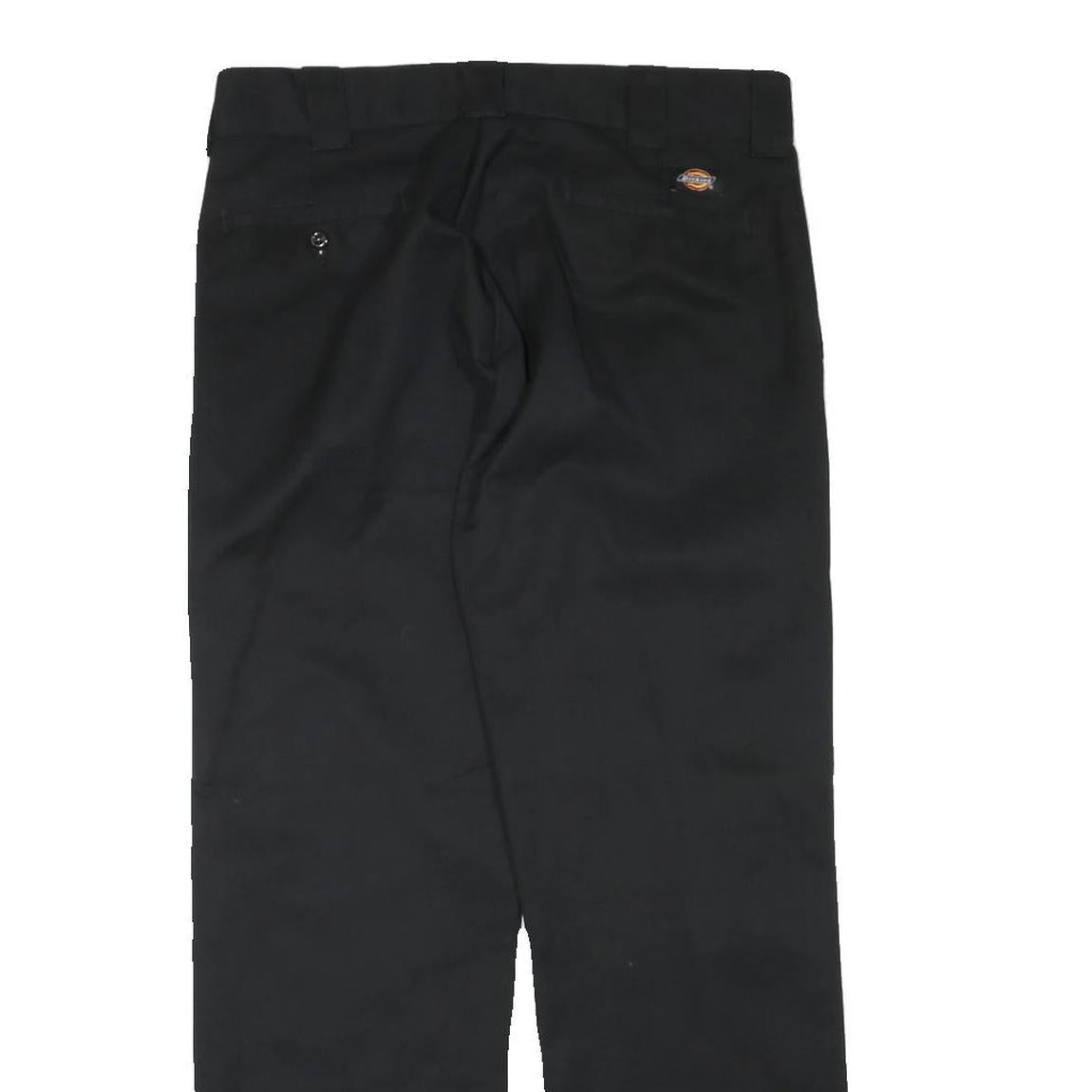DICKIES Mens Black Cotton Blend Slim Straight Trousers W32 L30 Classic Zip