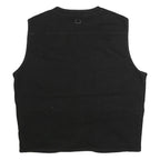 Mens Black Cotton Blend Utility Jacket XL Plain Multi Pocket Zip Vest