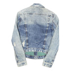 ZARA Womens Blue Denim Jacket S Cotton Blend Button Distressed Casual