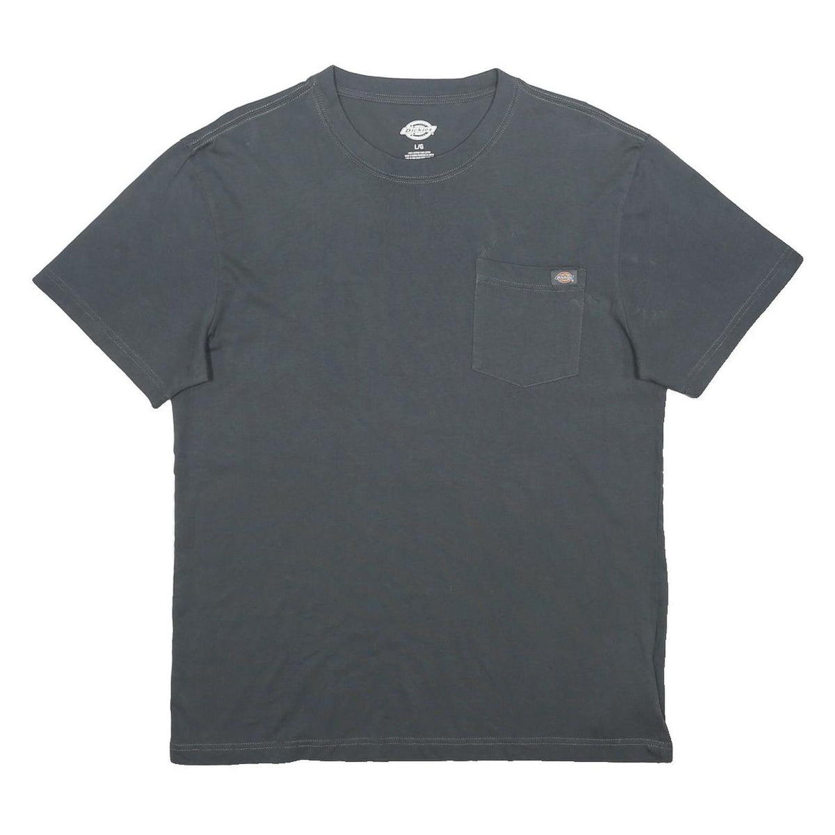 DICKIES Mens Grey Pocket T-Shirt L Short Sleeve Crew Neck Cotton Casual