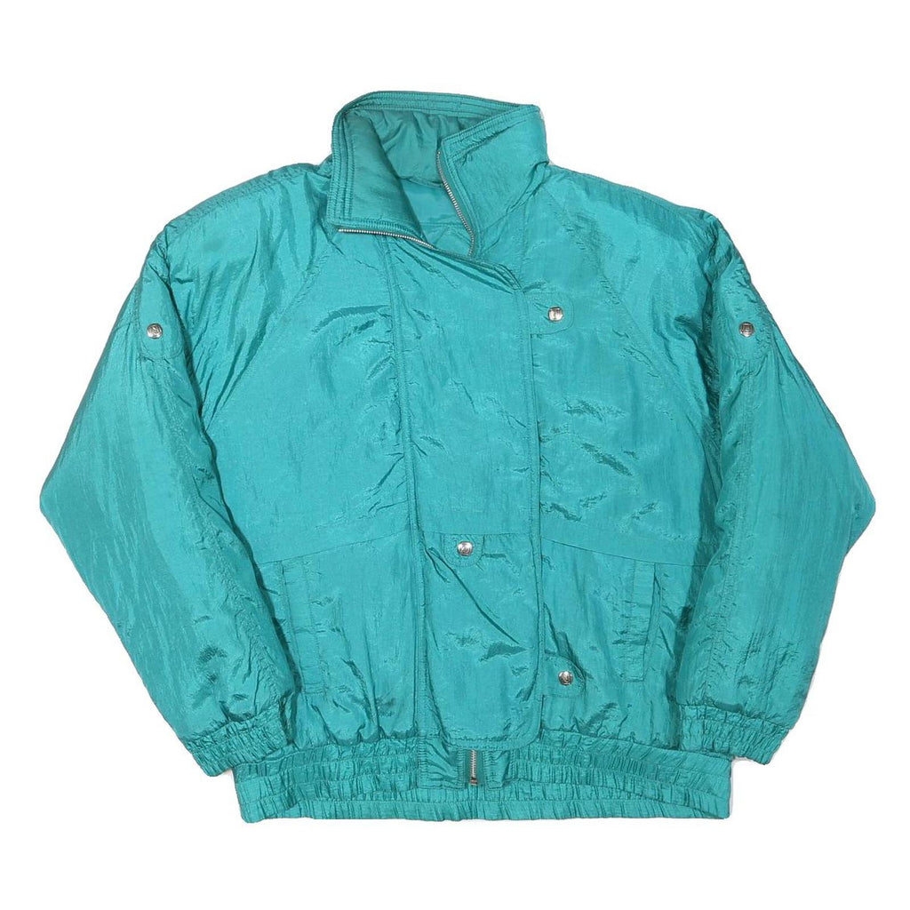 ANDY JOHNS Womens Teal Blue Jacket M Polyester Blend Zip Casual Retro Style