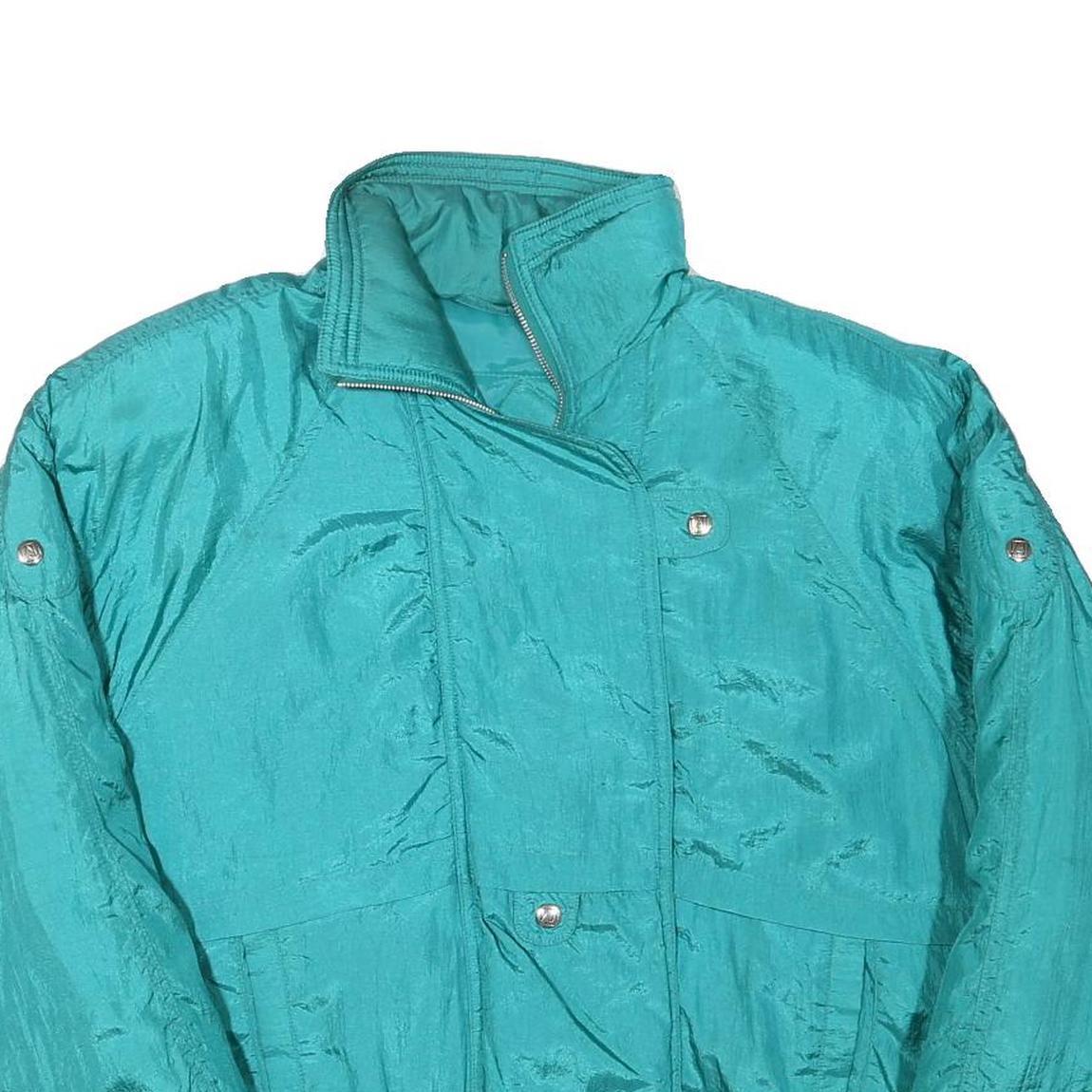 ANDY JOHNS Womens Teal Blue Jacket M Polyester Blend Zip Casual Retro Style
