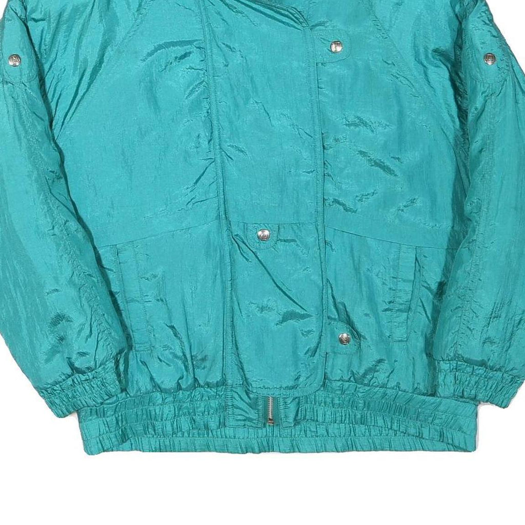 ANDY JOHNS Womens Teal Blue Jacket M Polyester Blend Zip Casual Retro Style