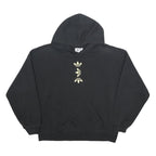 ADIDAS Womens Black Hoodie UK 10 Cotton Blend Relaxed Fit Logo Print