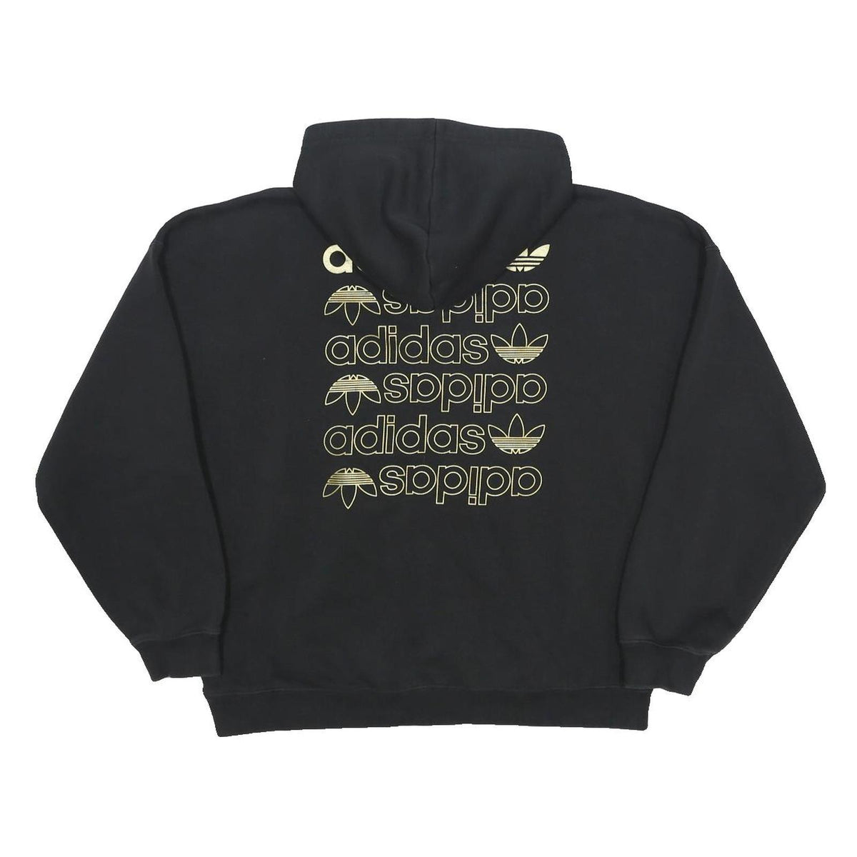 ADIDAS Womens Black Hoodie UK 10 Cotton Blend Relaxed Fit Logo Print