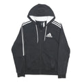 ADIDAS Mens Black & White Zip Up Hoodie M Cotton Blend Casual Sportswear