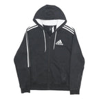 ADIDAS Mens Black & White Zip Up Hoodie M Cotton Blend Casual Sportswear