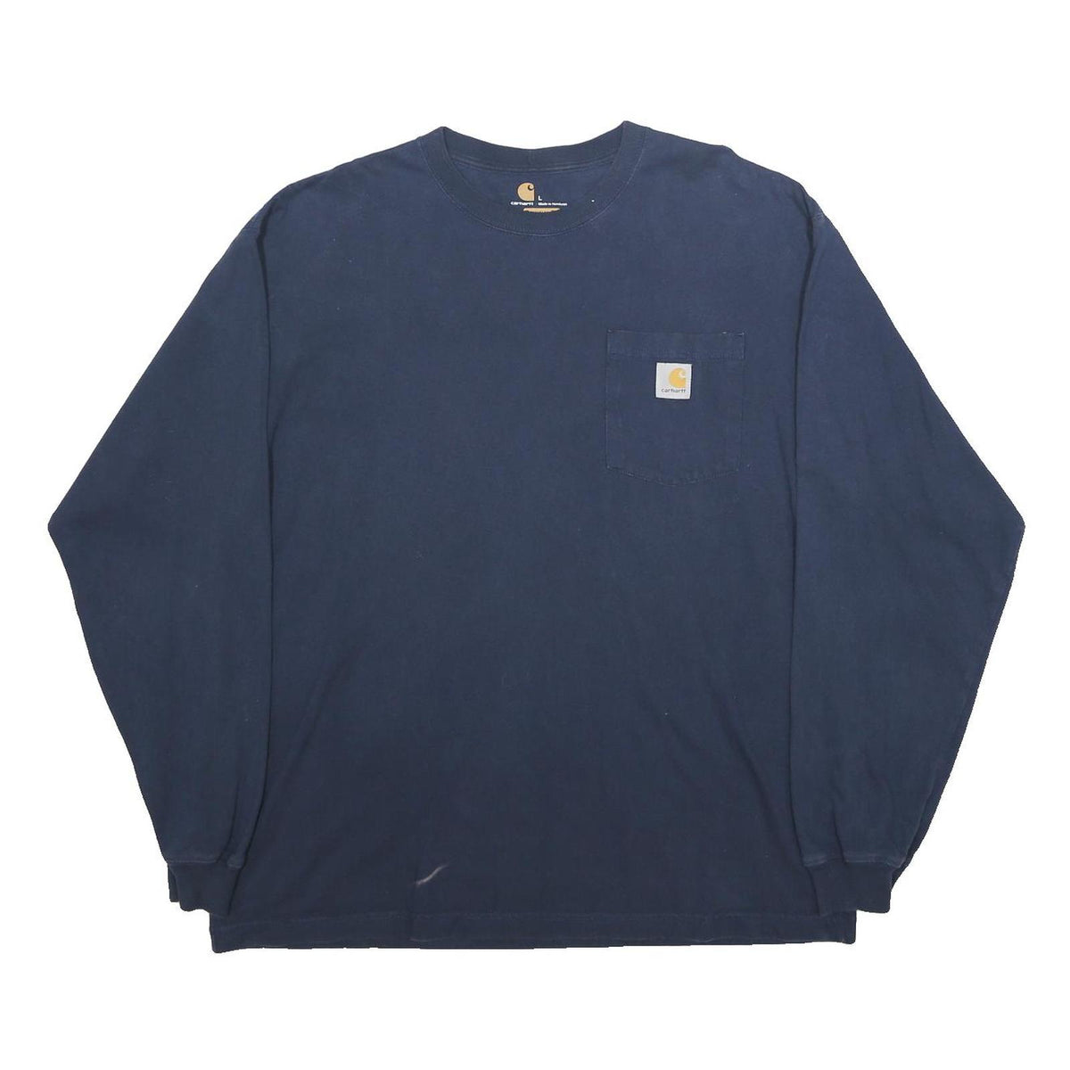 CARHARTT Mens Navy Blue Long Sleeve Crew Neck T-Shirt L Cotton Pocket