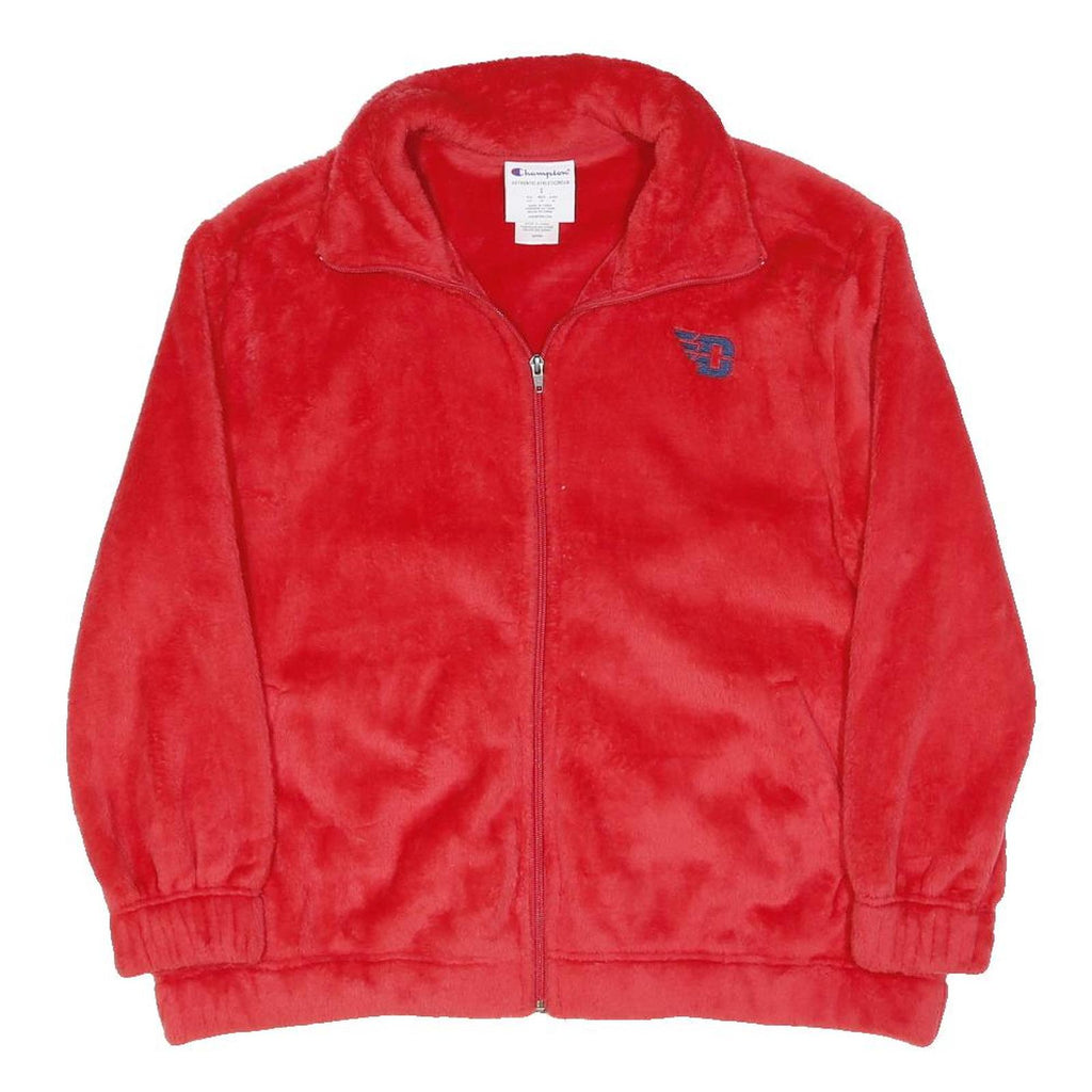 CHAMPION Womens Red Fleece Zip Jacket S Polyester Blend Casual Sportswear