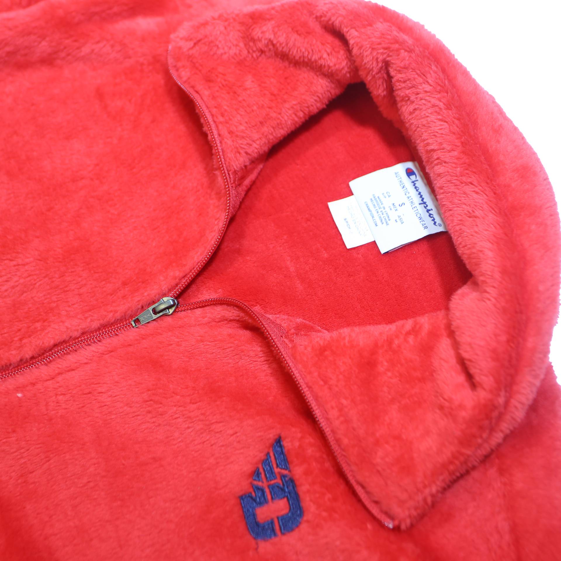 CHAMPION Womens Red Fleece Zip Jacket S Polyester Blend Casual Sportswear
