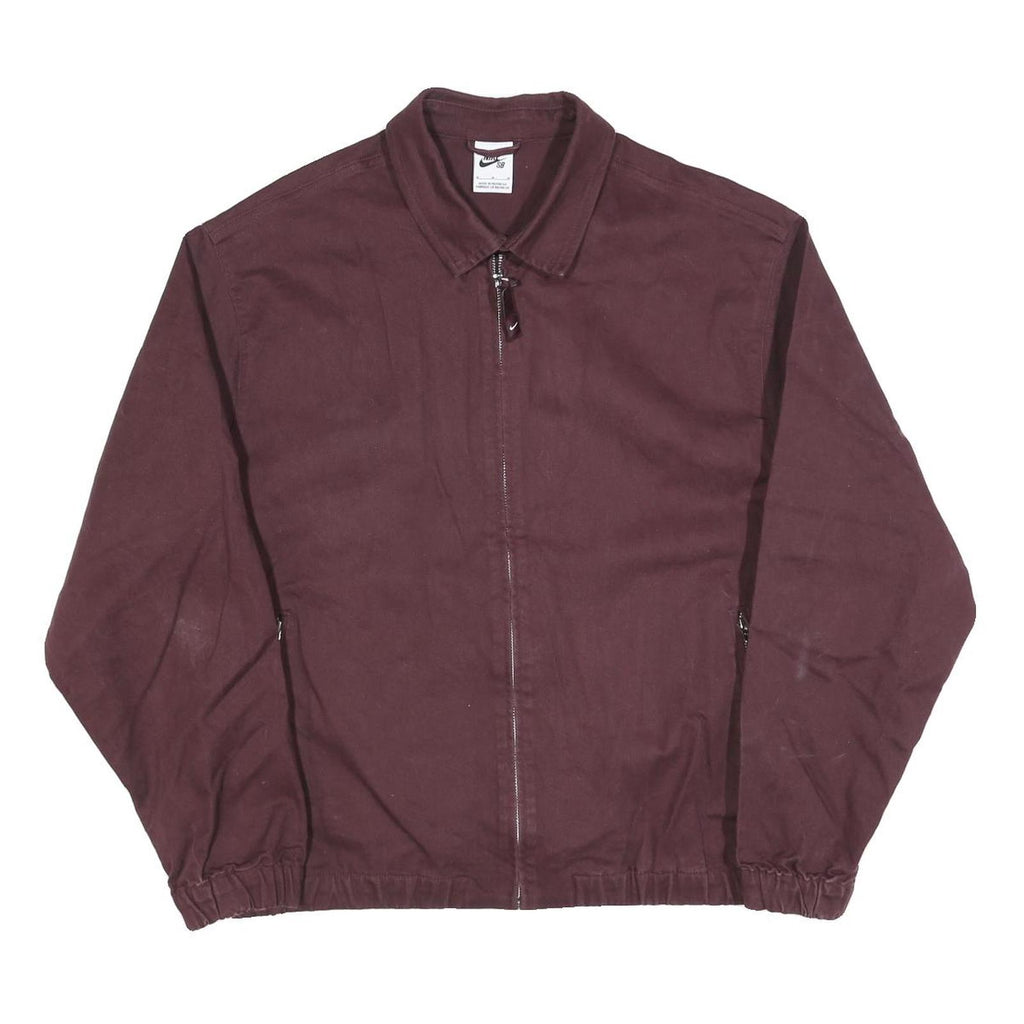 NIKE Mens Maroon Jacket M Cotton Blend Classic Zip Casual Outerwear