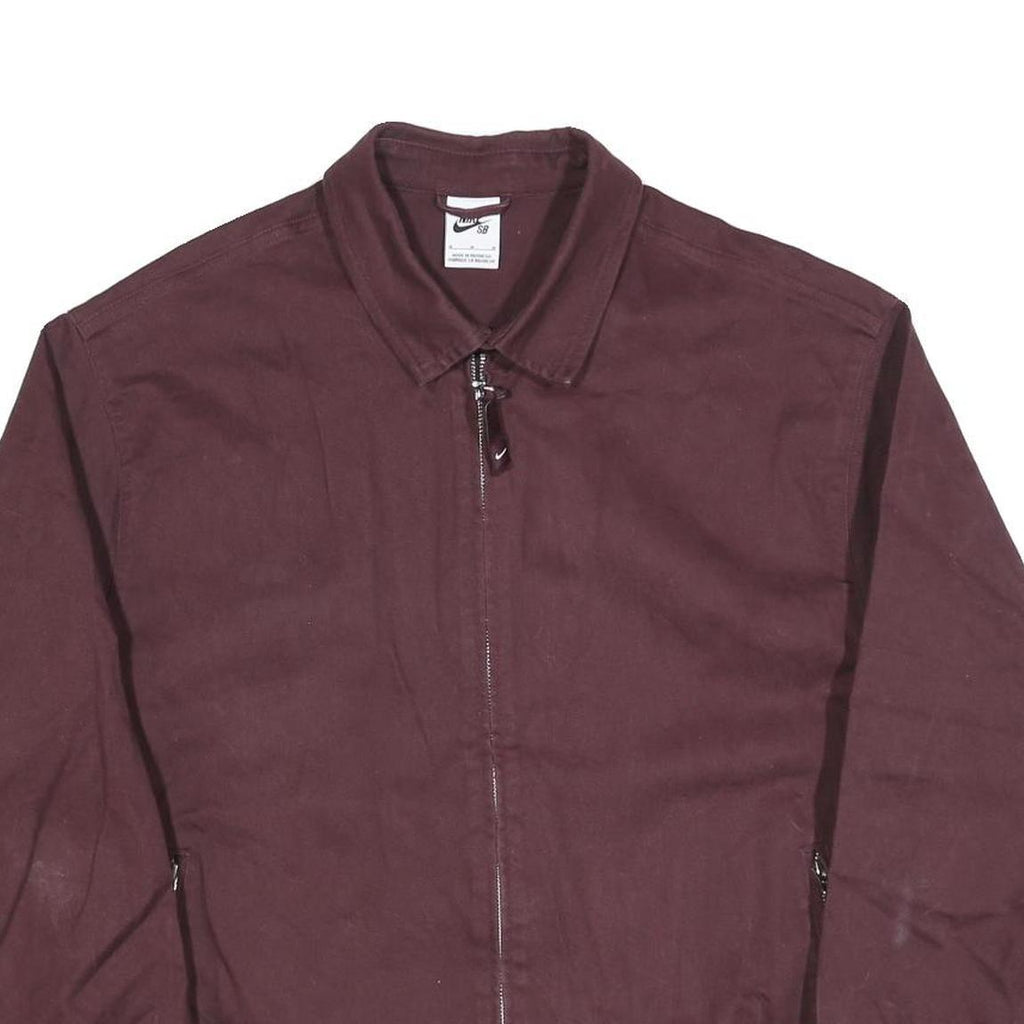 NIKE Mens Maroon Jacket M Cotton Blend Classic Zip Casual Outerwear