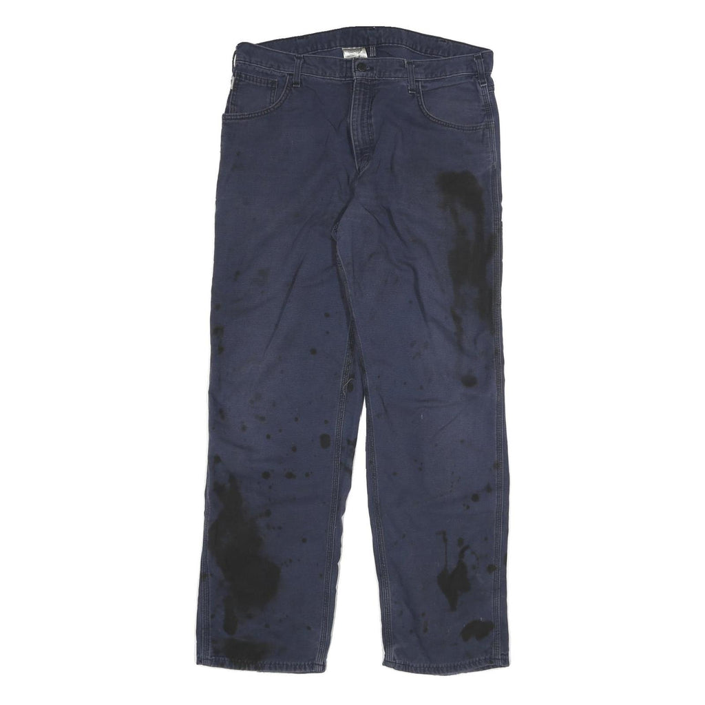 CARHARTT Mens Cotton Blend Blue Relaxed Straight Trousers W38 L34 Workwear