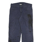 CARHARTT Mens Cotton Blend Blue Relaxed Straight Trousers W38 L34 Workwear
