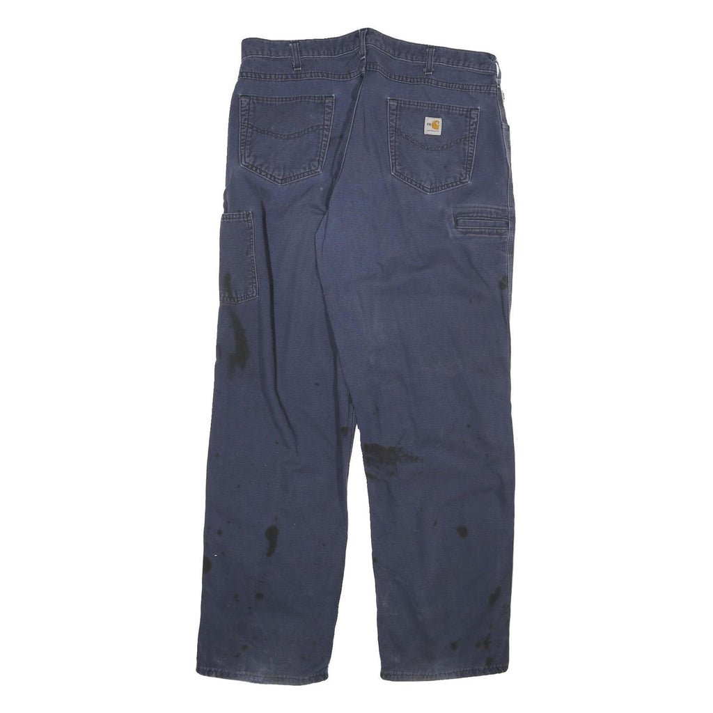 CARHARTT Mens Cotton Blend Blue Relaxed Straight Trousers W38 L34 Workwear