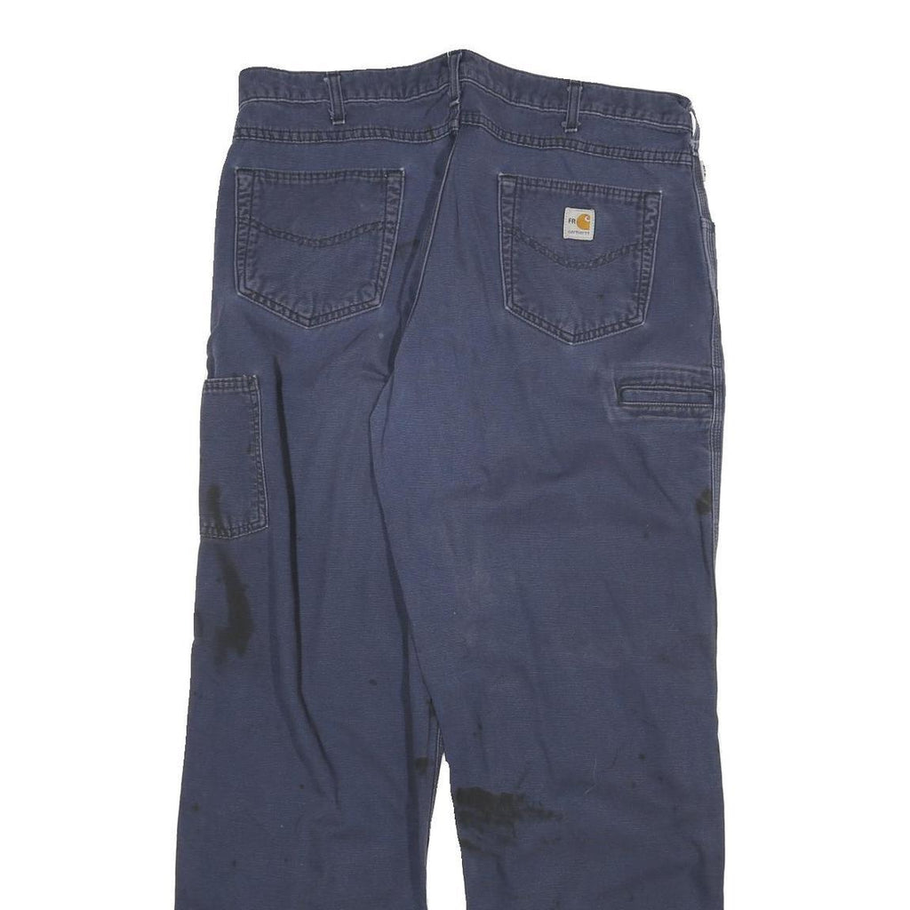CARHARTT Mens Cotton Blend Blue Relaxed Straight Trousers W38 L34 Workwear