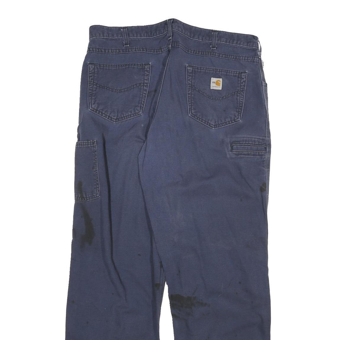 CARHARTT Mens Cotton Blend Blue Relaxed Straight Trousers W38 L34 Workwear