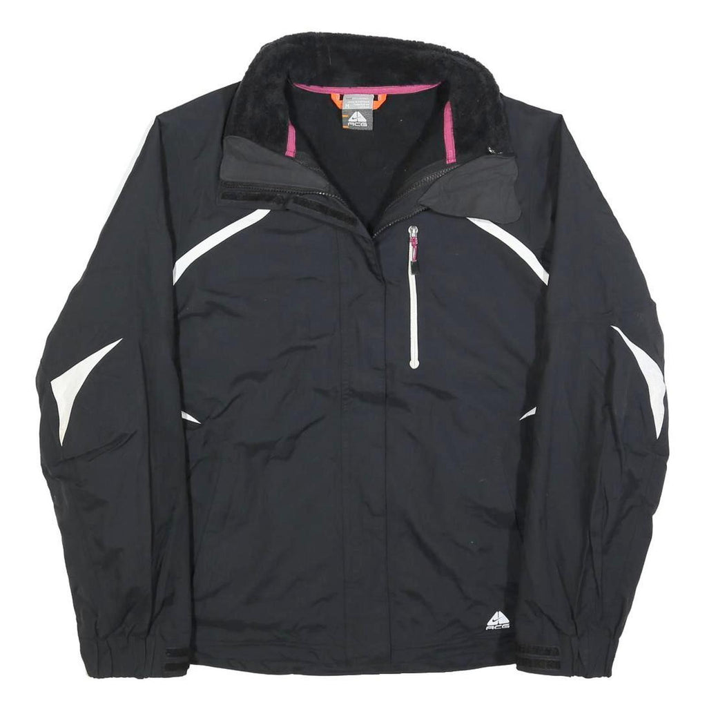 NIKE Womens Black Polyester Blend Zip Jacket M Sportswear Lightweight Warm