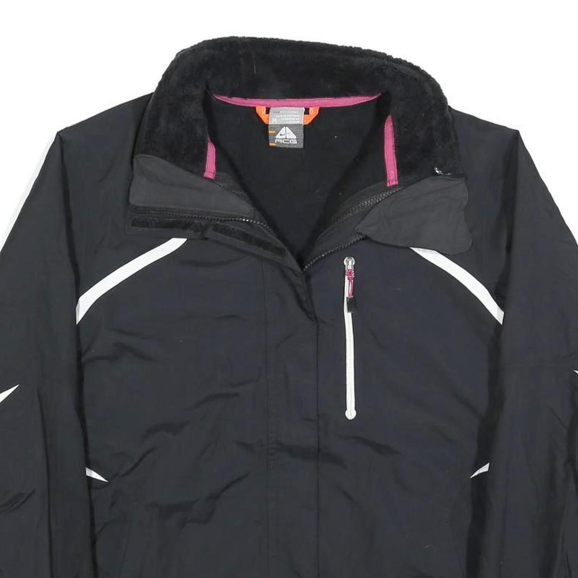 NIKE Womens Black Polyester Blend Zip Jacket M Sportswear Lightweight Warm