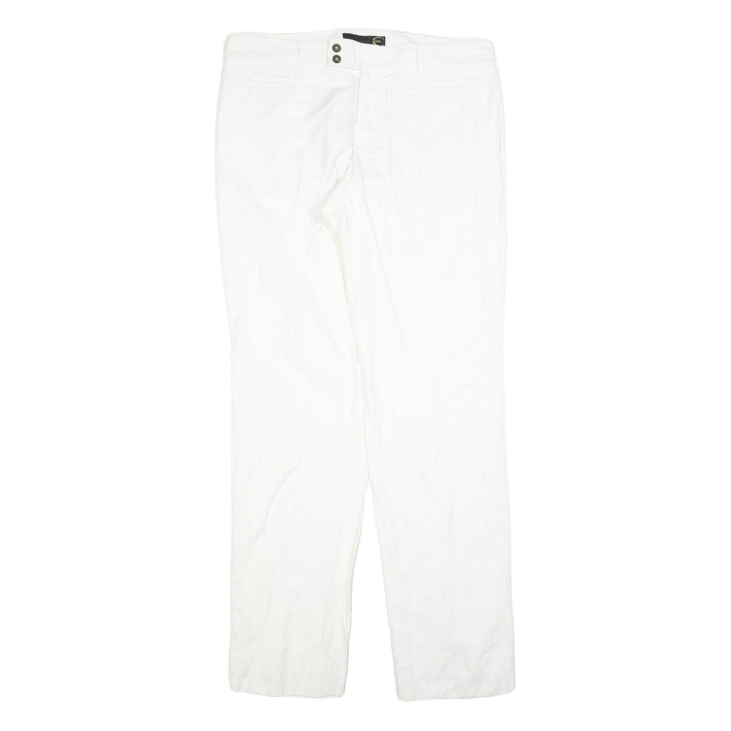 JUST CAVALLI Womens Cotton Blend White Regular Fit Straight Leg Trousers W36 L36