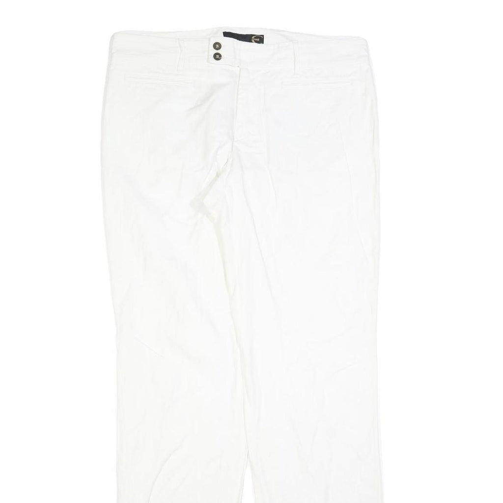 JUST CAVALLI Womens Cotton Blend White Regular Fit Straight Leg Trousers W36 L36