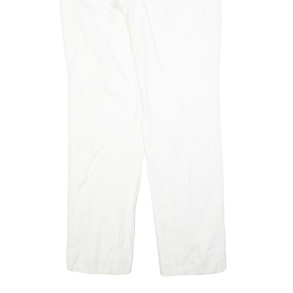 JUST CAVALLI Womens Cotton Blend White Regular Fit Straight Leg Trousers W36 L36